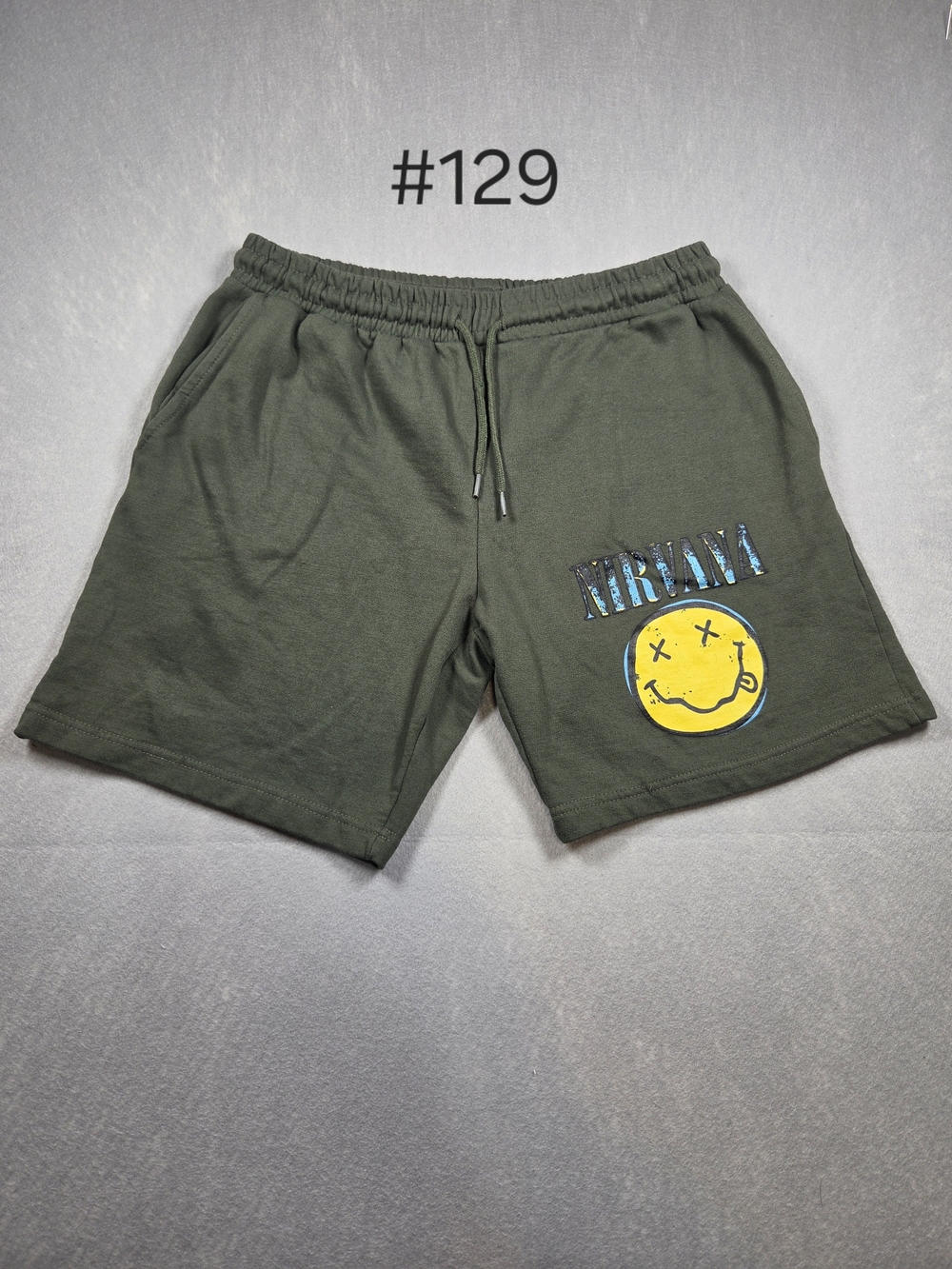 Nirvana Graphic Lounge Sweatshorts - Olive Green - Size Medium